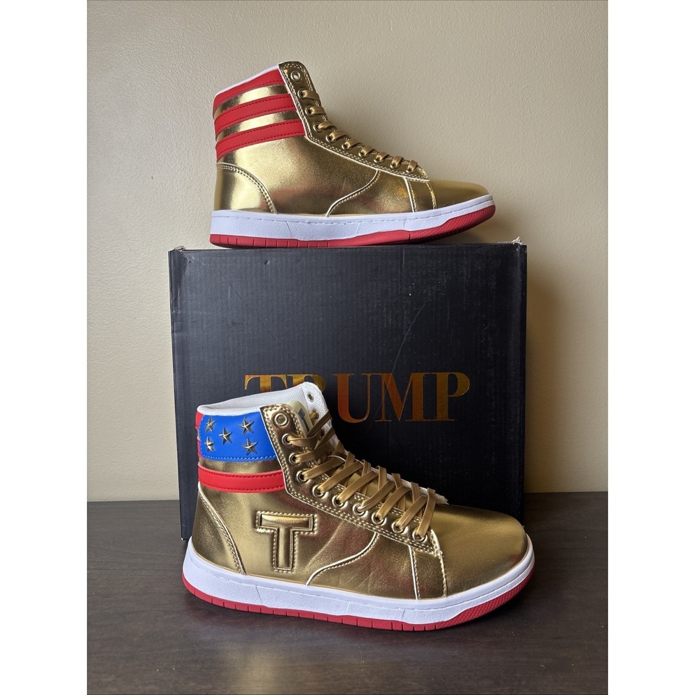 Trump Gold High Top "Trump 1's"  Sneakers Size 6 Donald Trump MAGA USA Shoes